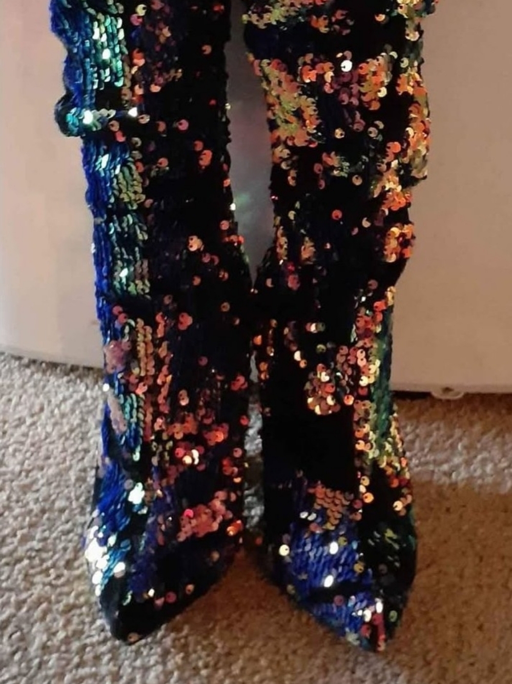 Source Unknown Multicolor Sequin Knee-High Heeled Boots - Picture 2 of 5